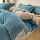 Axyaa Winter Fleece 4-Piece Bedding Set in Solid Color Milk Fleece - Thick & Warm