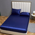 Axyaa Satin Fitted Bed Sheet Set Queen/King Size Luxurious Soft Silky Elastic Bedsheet