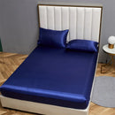 Axyaa Satin Fitted Bed Sheet Set Queen/King Size Luxurious Soft Silky Elastic Bedsheet