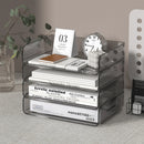 Axyaa 4-Tier Paper Tray Desk Organizer with Pen Holder, Stackable File Organizer