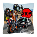Axyaa Stunt Motorcycle Cartoon Soft Plush Cushion Cover Pillow Case