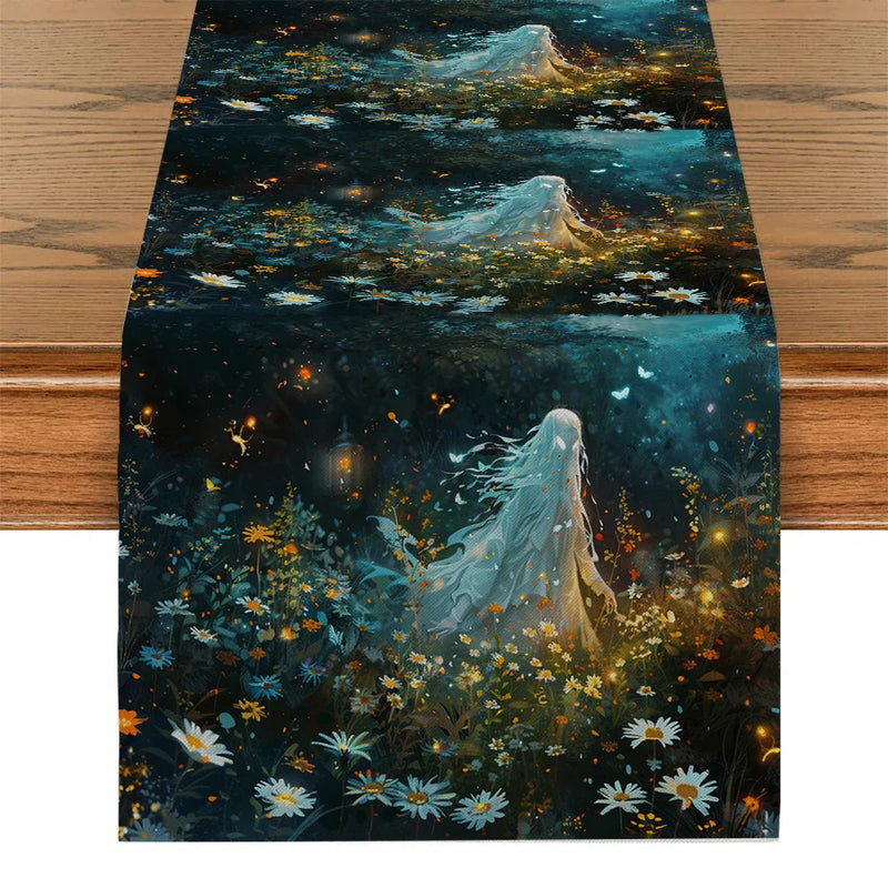 Rustic Halloween Plants Table Runner for Wedding Party & Home Decor by Axyaa