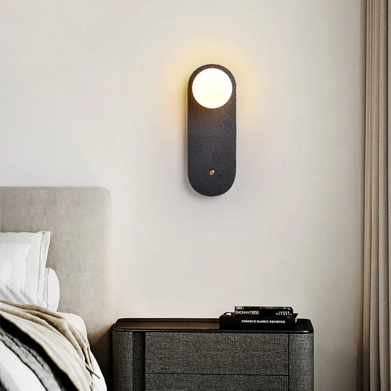 Axyaa Nordic Minimalism LED Wall Lamps Black Travertine Stair Lights for Bedroom & Bathroom
