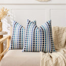 Axyaa Polka Dots Jacquard Pillow Cover in Yellow Blue Grey, 18x18" 20x20"