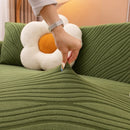 Axyaa Jacquard Fleece Sofa Cover - Universal Stretch, Anti-Scratch, All Seasons