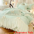 White Ruffled Bedding Set by Axyaa: Duvet Cover, Pillowcases, Sheet!