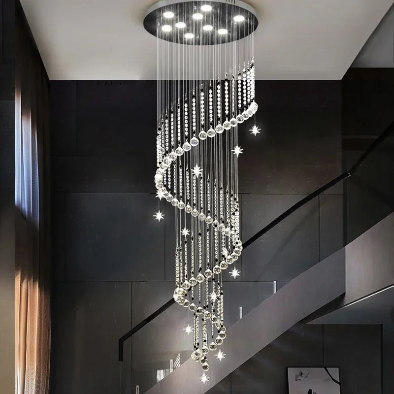 Axyaa Crystal Spiral Staircase Chandelier for Modern Home Decor