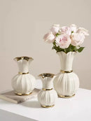 Axyaa Blue and White Porcelain Vase: European Style Home Decor, High-End Floral Arrangement