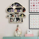 Wooden Mushroom Crystal Holder by Axyaa - Multi Compartment Display Shelf & Home Decor
