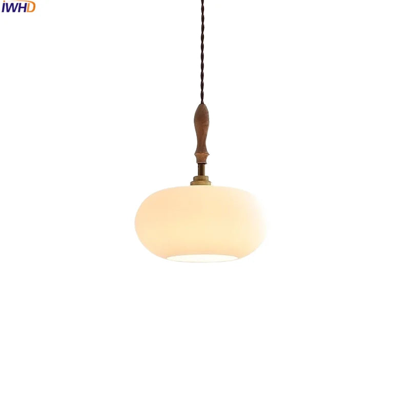 Axyaa White Glass LED Pendant Lights - Modern Nordic Decor Hanging Lamp