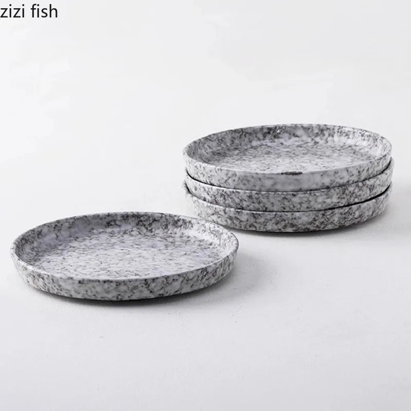 Axya Retro Ceramic Stone-Shaped Plate Set - Specialty Tableware Collection