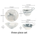 Axyaa Marble Pattern Ceramic Bowl with Handle, Set of 4