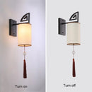 Axyaa Chinese Style Cloth Wall Sconce Bedroom Bedside Lamp