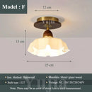 Axyaa Vintage Glass Ceiling Light Metal Wood Fixture Surface Mount Hallway Entryway Kitchen