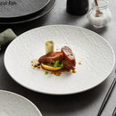 Axyaa Matte Stone Patterned Ceramic Steak Dessert Sushi Salad Plate - Round Shallow Specialty Tableware