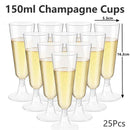 Axyaa 150ml Disposable Champagne Flutes Clear Toasting Glasses for Weddings