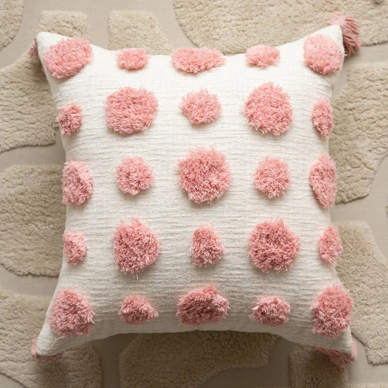 Axyaa Pink Plush Sofa Pillow Case 45X45, Love Style Home Decorative Cushion Cover