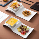 Axya White Ceramic Dinner Set: Plates, Platter, Bowls - Snack, Dessert, Sushi, Dim Sum
