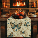 Axyaa Watercolor Butterfly Plants Table Runner for Dining Room Butterflies Botanical Theme