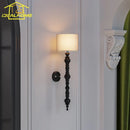 Axyaa Medieval Walnut/Black Wall Lamp LED E27 for Living Room Bedroom Corridor