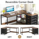 Axyaa L-Shaped Computer Desk with Storage Drawers and Shelves