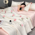 Axyaa Washed Ice Silk Summer Quilt Set - 4 Piece Cool Air Conditioner Bedding