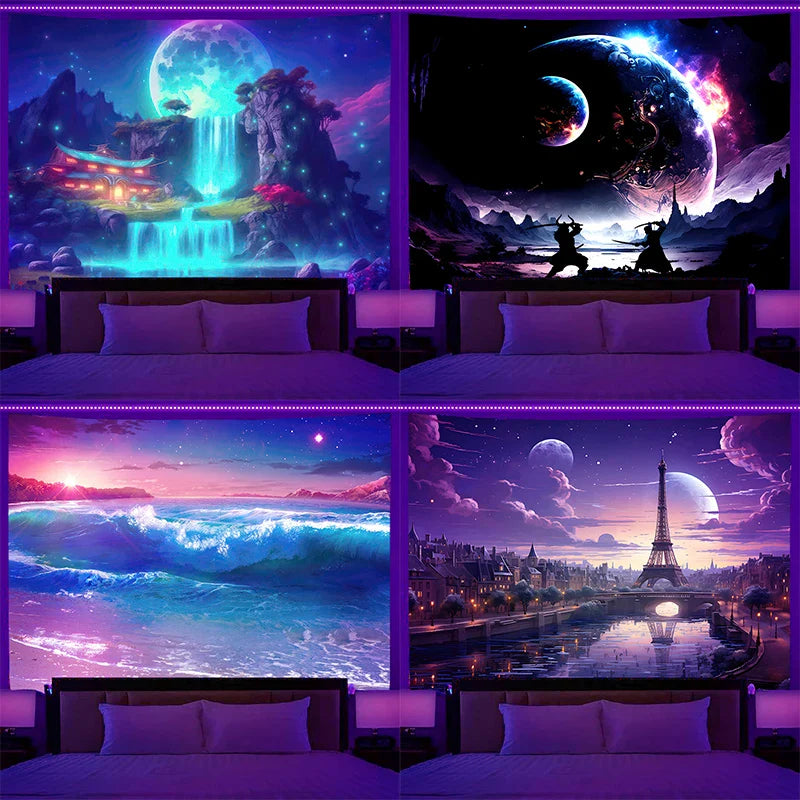 Axyaa Starry Sky Planet City Tapestry Room Decoration
