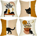 Axyaa Abstract Cat Plant Sunset Pillow Case