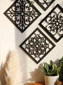 Axyaa Wooden Boho Wall Decor Set - Hexagon & Square Carved Designs