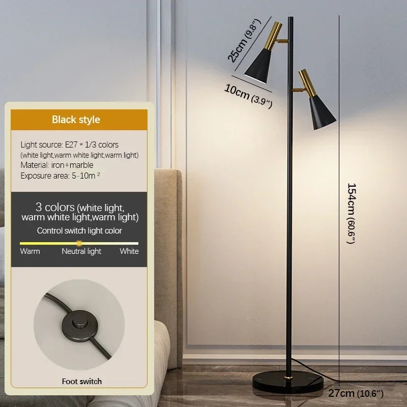 Axyaa Nordic LED Floor Lamp Adjustable Angle for Modern Family Living Room & Bedroom
