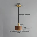 Axyaa Brass LED Pendant Light with Walnut Wood Accent - Vintage Interior Lighting
