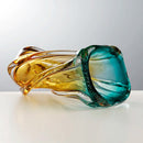 Axyaa Twisted Pattern Jade Gold Glass Vase - Light Luxury Flower Arrangement
