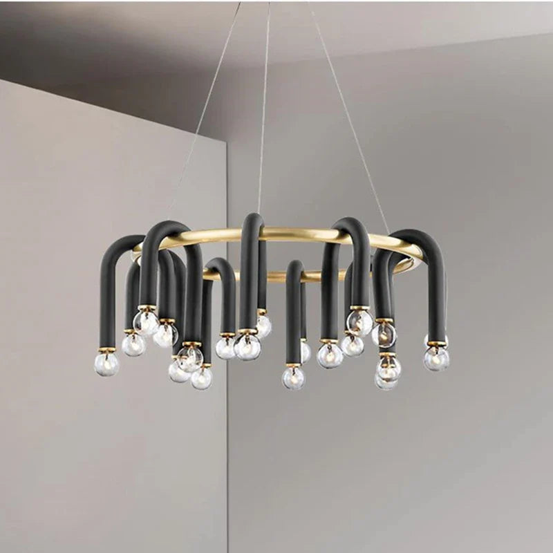 Axyaa U Shape Chandelier: Luxury Designer LED Living Room Lighting Fixtures