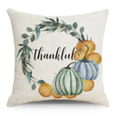 Axyaa Thanksgiving Pumpkin Maple Leaves Linen Cushion Cover for Home Decor