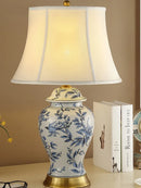 Axyaa Porcelain Table Lamp - Blue White - Large - Bedroom Living Room