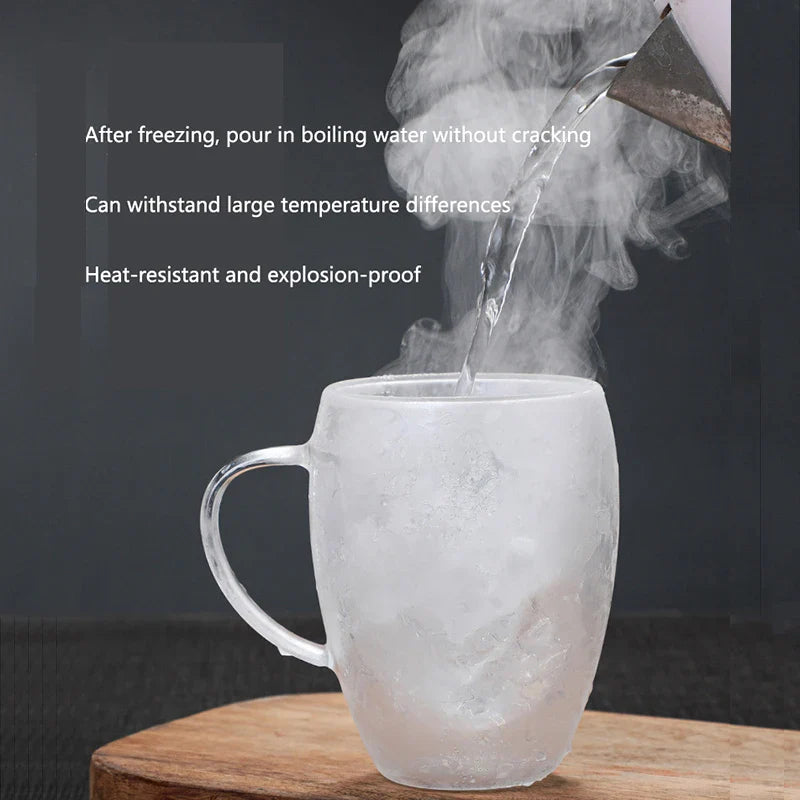 Axya Double Wall Glass Cup – Handmade, Heat Resistant, Multi-use Drinkware