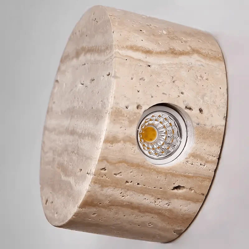 Axyaa Wabi Sabi LED Wall Light Yellow Travertine Stone Room Decoration