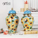 Axyaa Enamel Tea Jar, Ceramic General Jar Decoration, Large Flower Vase Handicraft