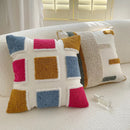 Axyaa Beige Colorful Tufted Cushion Cover for Living Room Bedroom Sofa