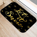 Axyaa Merry & Happy Year Door Mat: Golden Black Letter Print, Non-Slip Floor