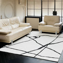 Axyaa Plush Black White Lines Carpet: Modern Luxury Room Decor Rug