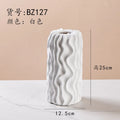 Axyaa Striped Ceramic Vase Wavy Pattern Flower Arrangement Terrarium Home Decoration