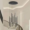 Axyaa Crystal Stair Chandelier - Modern LED Ceiling Light for Living Room