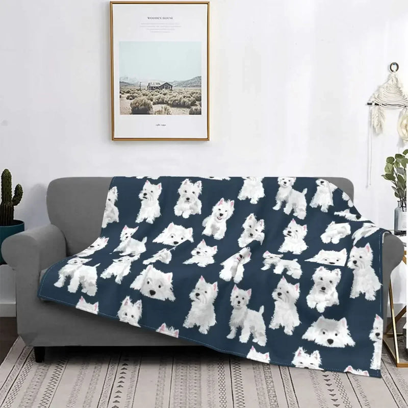 Axyaa Westie Dog Anatomy Flannel Blanket - Cozy Home Sofa Office Travel Throw