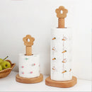 Axyaa Beech Wood Paper Towel Rack - Vertical Storage Roll Holder