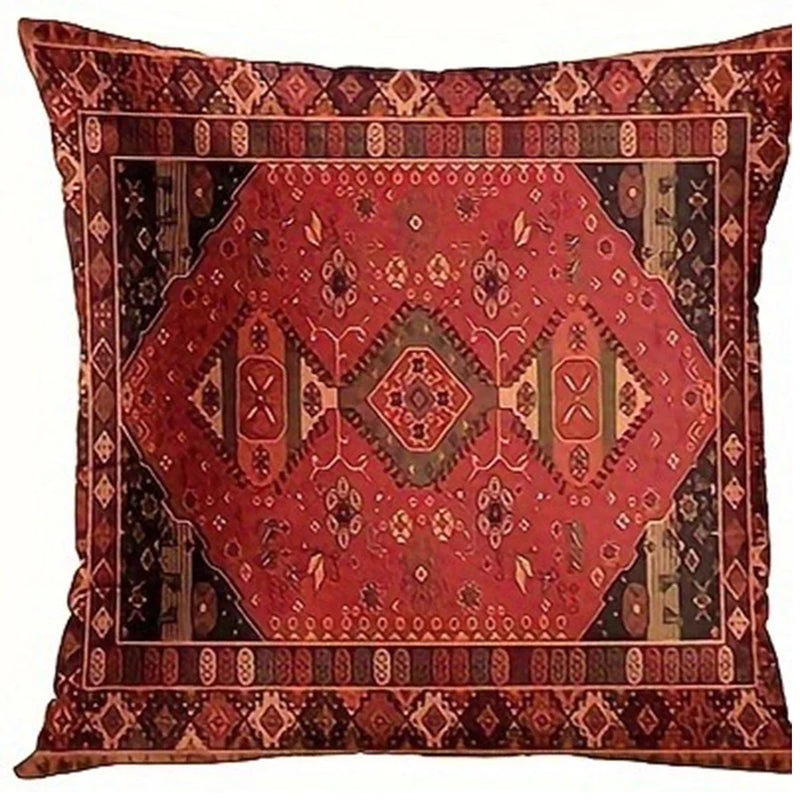 Axyaa Retro Red Ethnic Style Pillowcase for Home Decoration