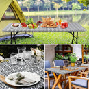 Axyaa Elastic Fitted Vinyl Tablecloth for Outdoor Dining & Picnics