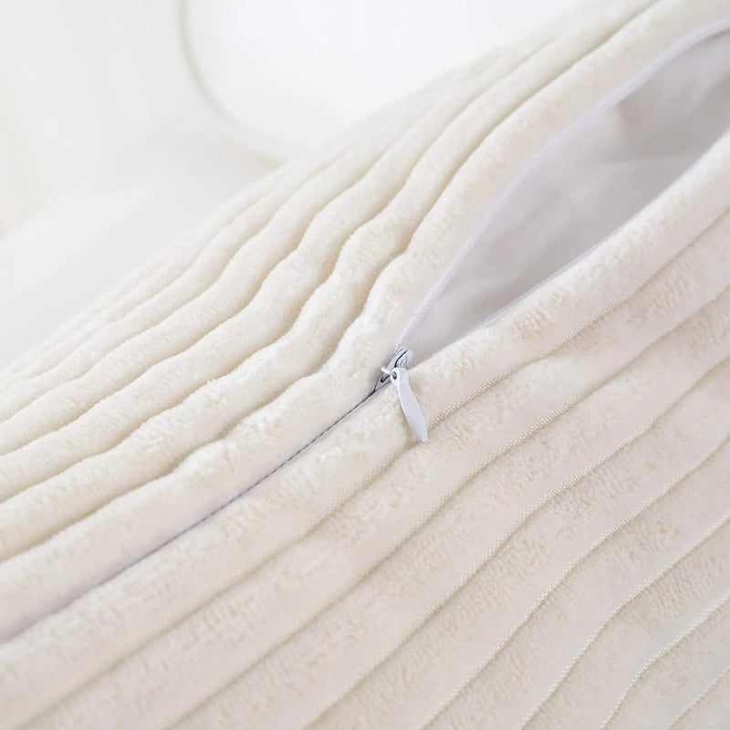 Axyaa White Velvet & Corduroy Cushion Covers for Stylish Home Decor
