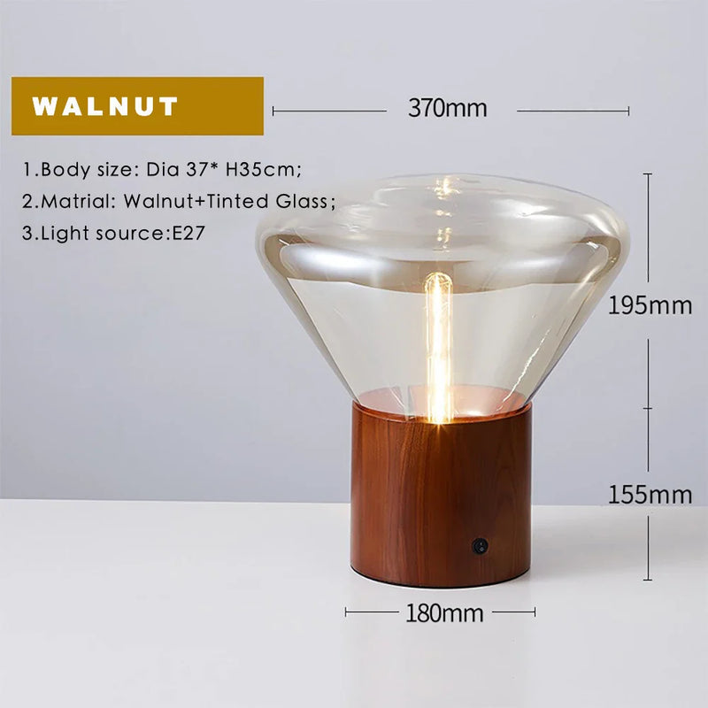 Nordic Glass Table Lamp Floor Wood Lights Modern Luminaires Soft Living Room Axyaa habitat