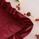 Axyaa Velvet Ruffled Edge Throw Pillowcase - Red/Green - 45x45/50x50cm
